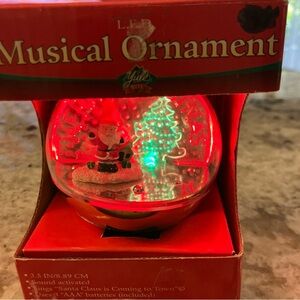 SOLD-Musical Ornament with Santa and Christmas Tree - Santa is coming to town